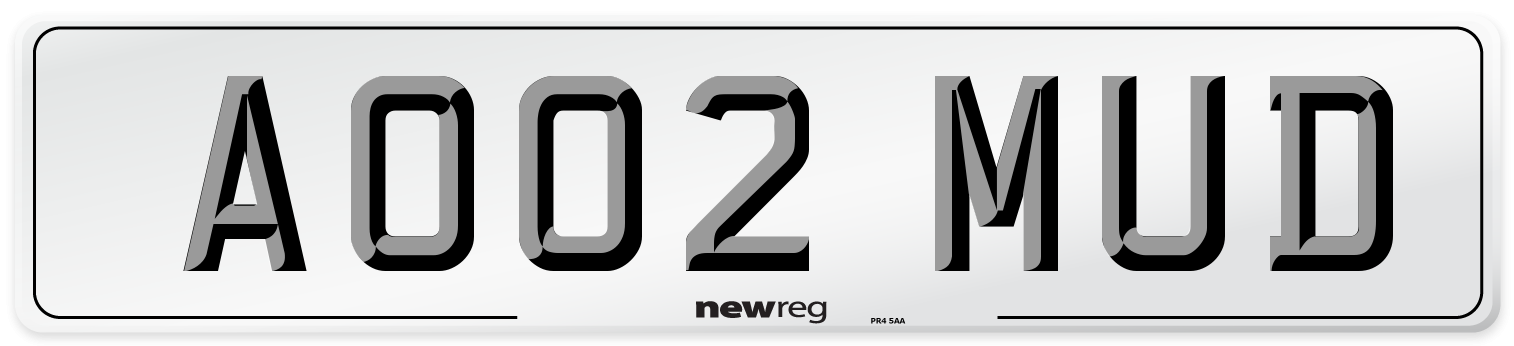 AO02 MUD Number Plate from New Reg
